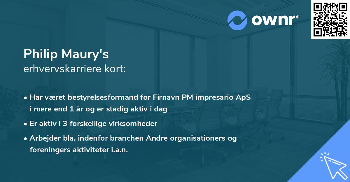 Philip Maury's erhvervskarriere kort
