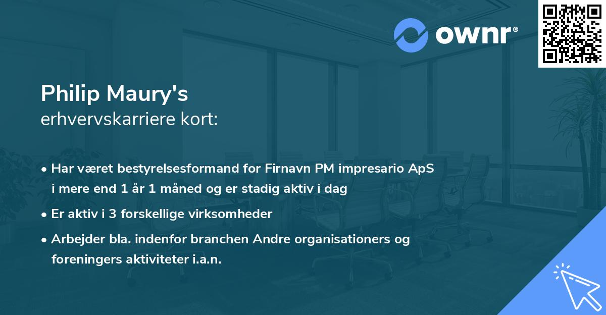 Philip Maury's erhvervskarriere kort