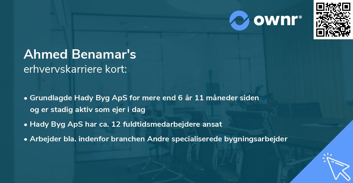 Ahmed Benamar's erhvervskarriere kort