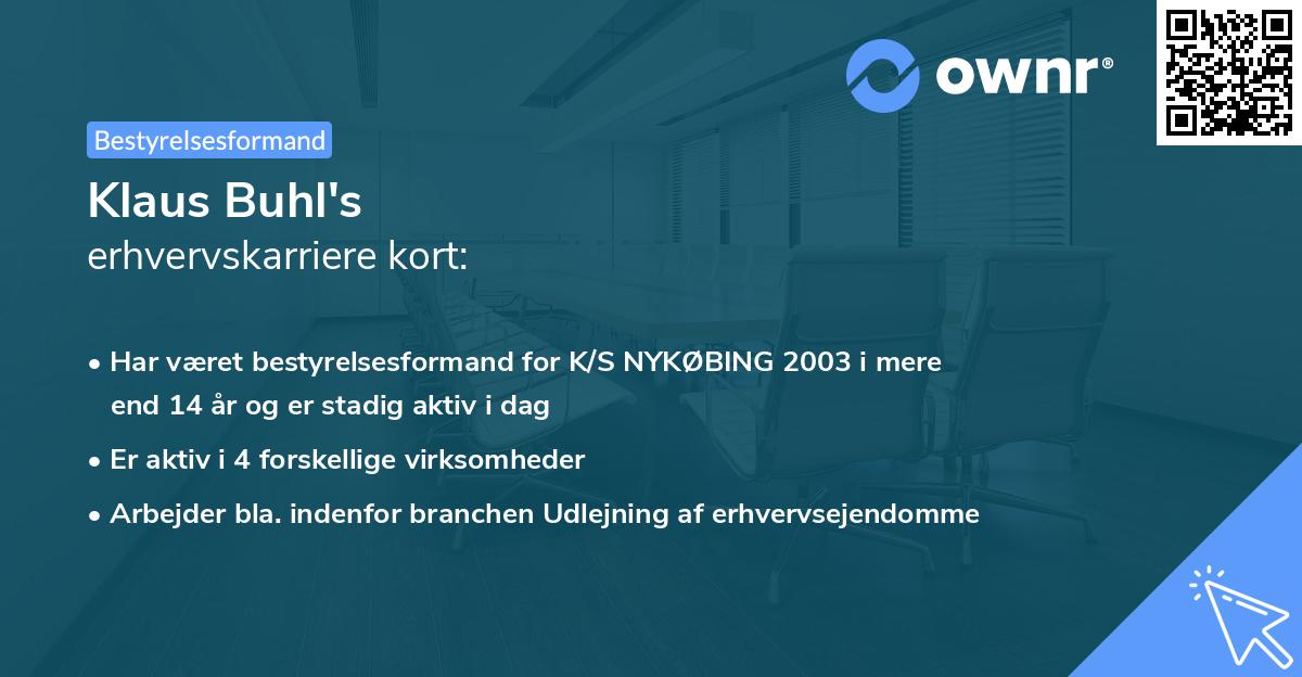Klaus Buhl's erhvervskarriere kort