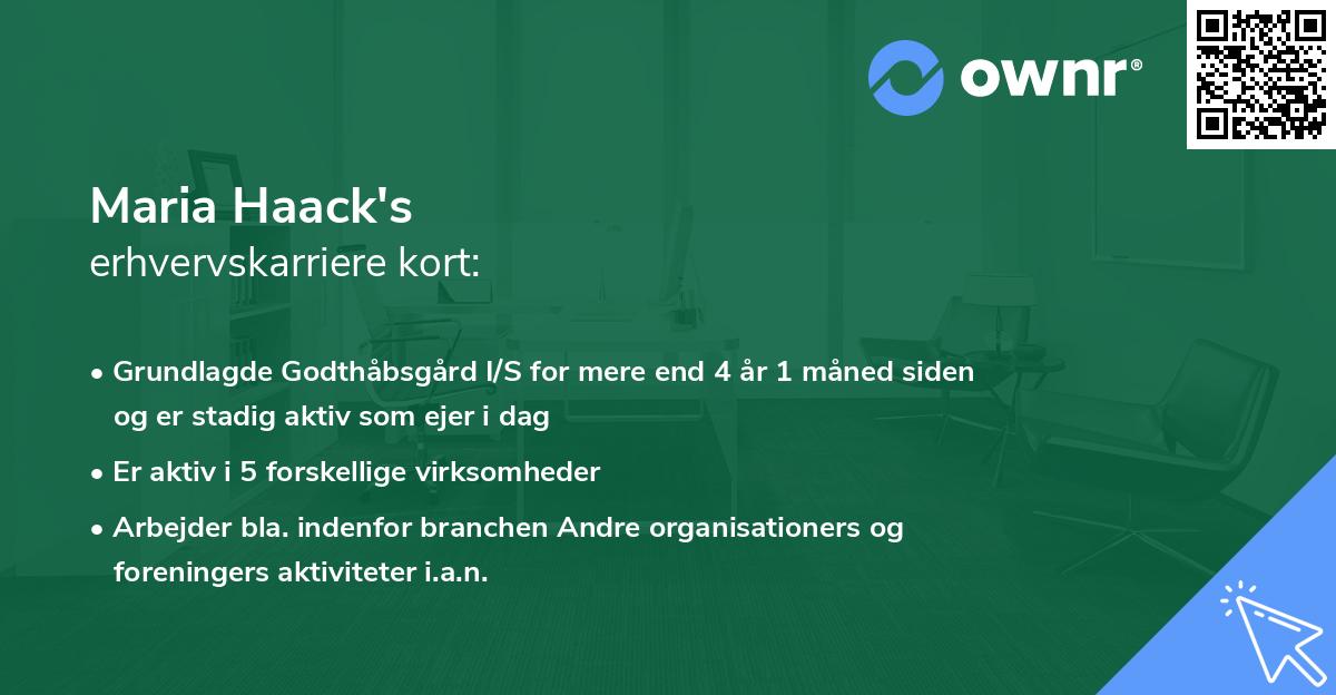 Maria Haack's erhvervskarriere kort
