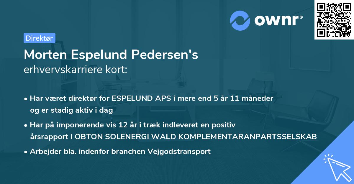 Morten Espelund Pedersen's erhvervskarriere kort