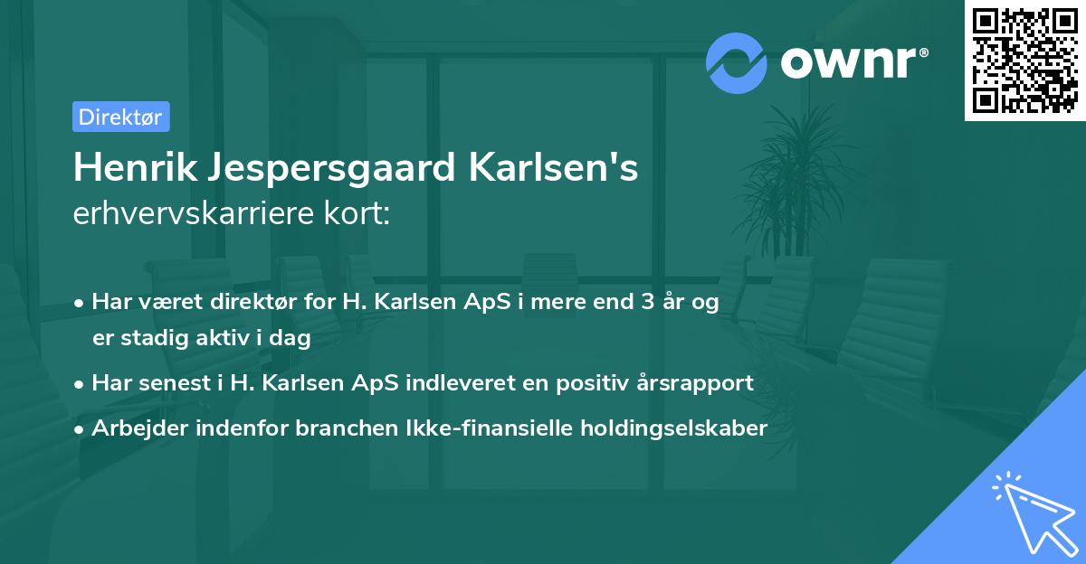 Henrik Jespersgaard Karlsen's erhvervskarriere kort