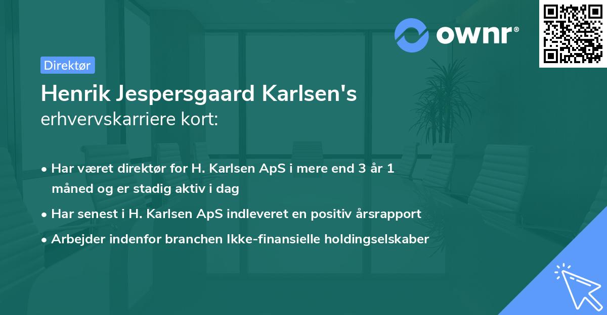Henrik Jespersgaard Karlsen's erhvervskarriere kort