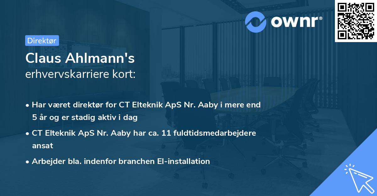 Claus Ahlmann's erhvervskarriere kort