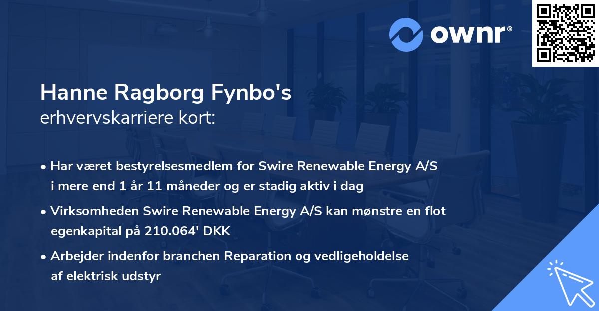 Hanne Ragborg Fynbo's erhvervskarriere kort