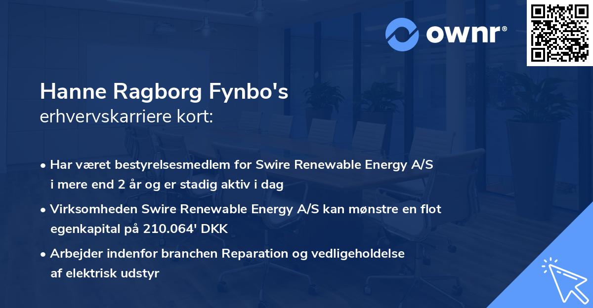 Hanne Ragborg Fynbo's erhvervskarriere kort