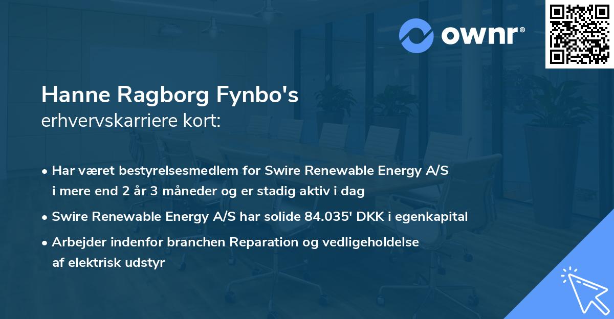Hanne Ragborg Fynbo's erhvervskarriere kort