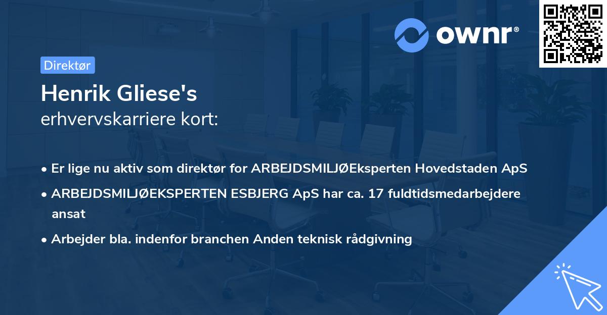 Henrik Gliese's erhvervskarriere kort