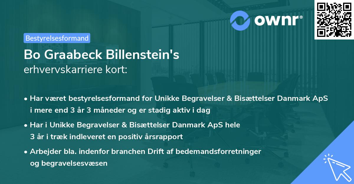 Bo Graabeck Billenstein's erhvervskarriere kort
