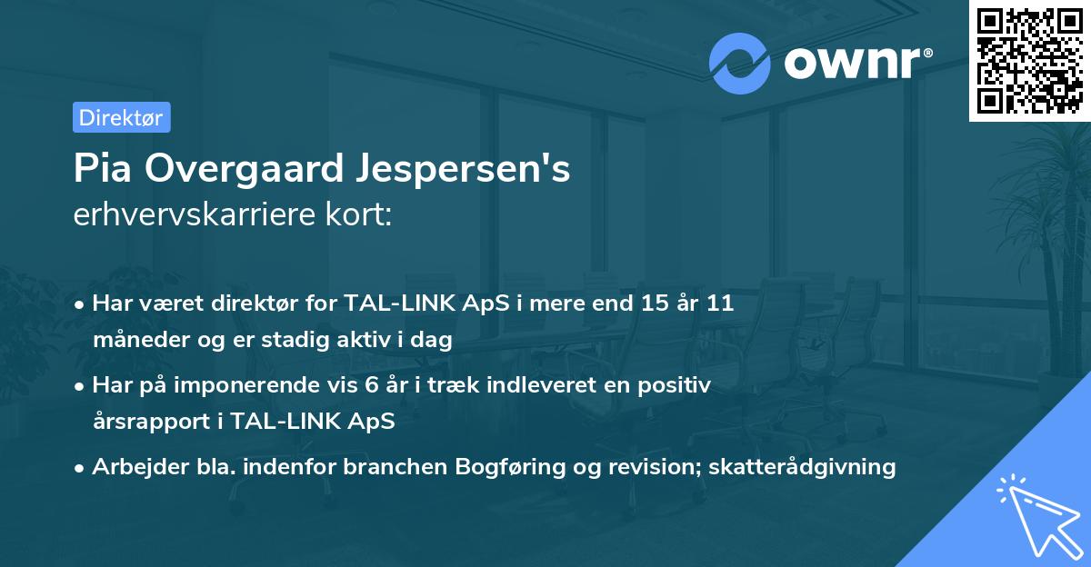Pia Overgaard Jespersen's erhvervskarriere kort