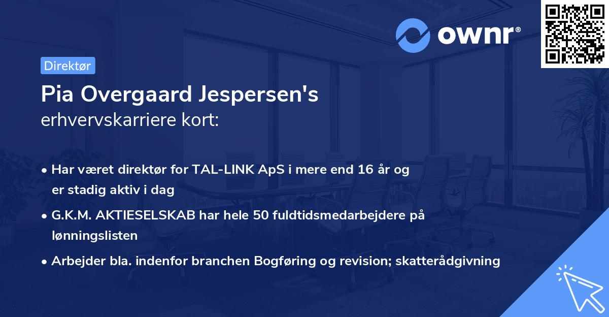 Pia Overgaard Jespersen's erhvervskarriere kort