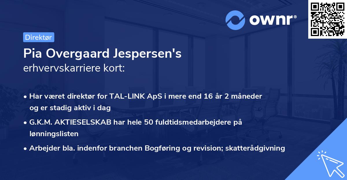 Pia Overgaard Jespersen's erhvervskarriere kort