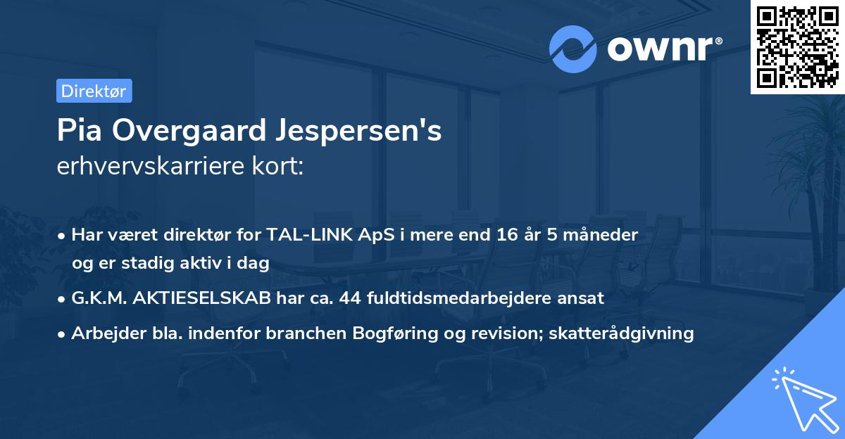 Pia Overgaard Jespersen's erhvervskarriere kort