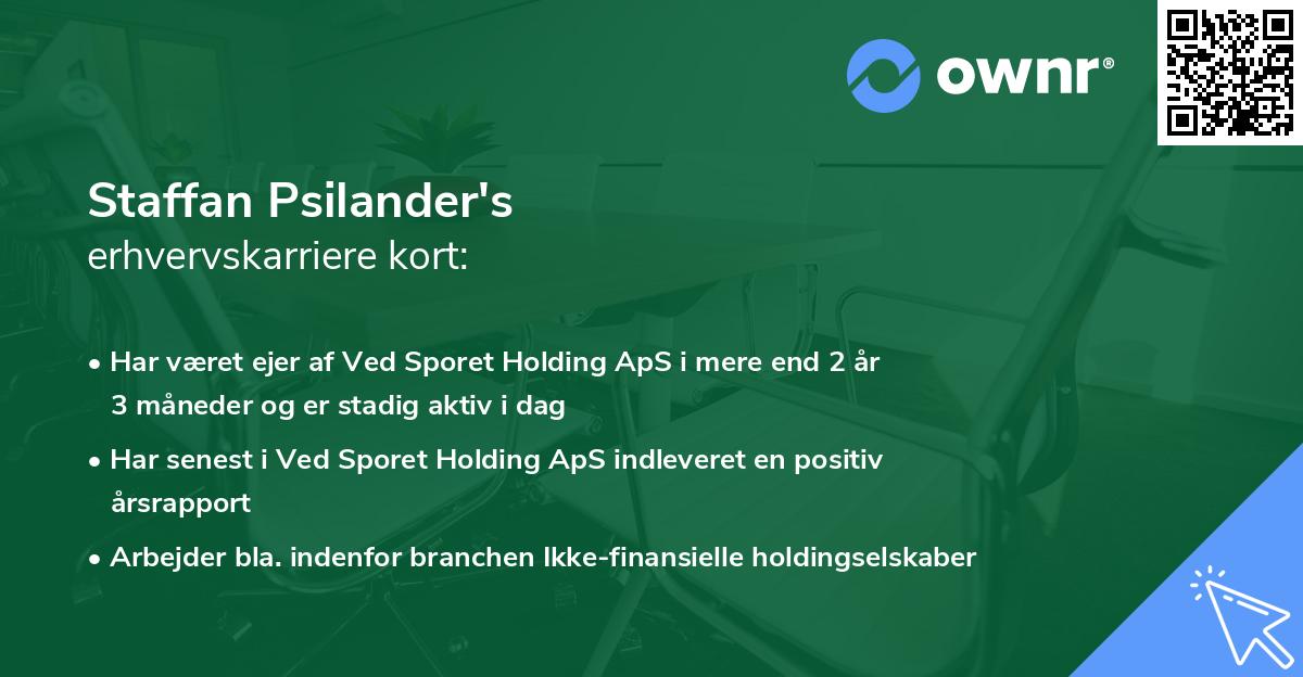 Staffan Psilander's erhvervskarriere kort