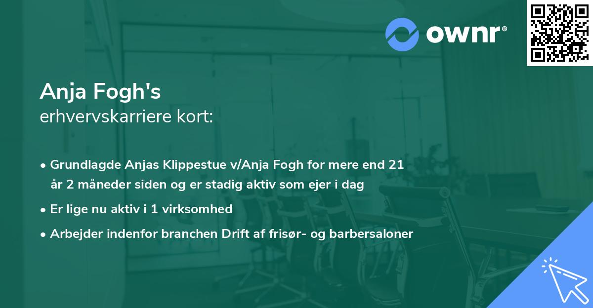 Anja Fogh's erhvervskarriere kort