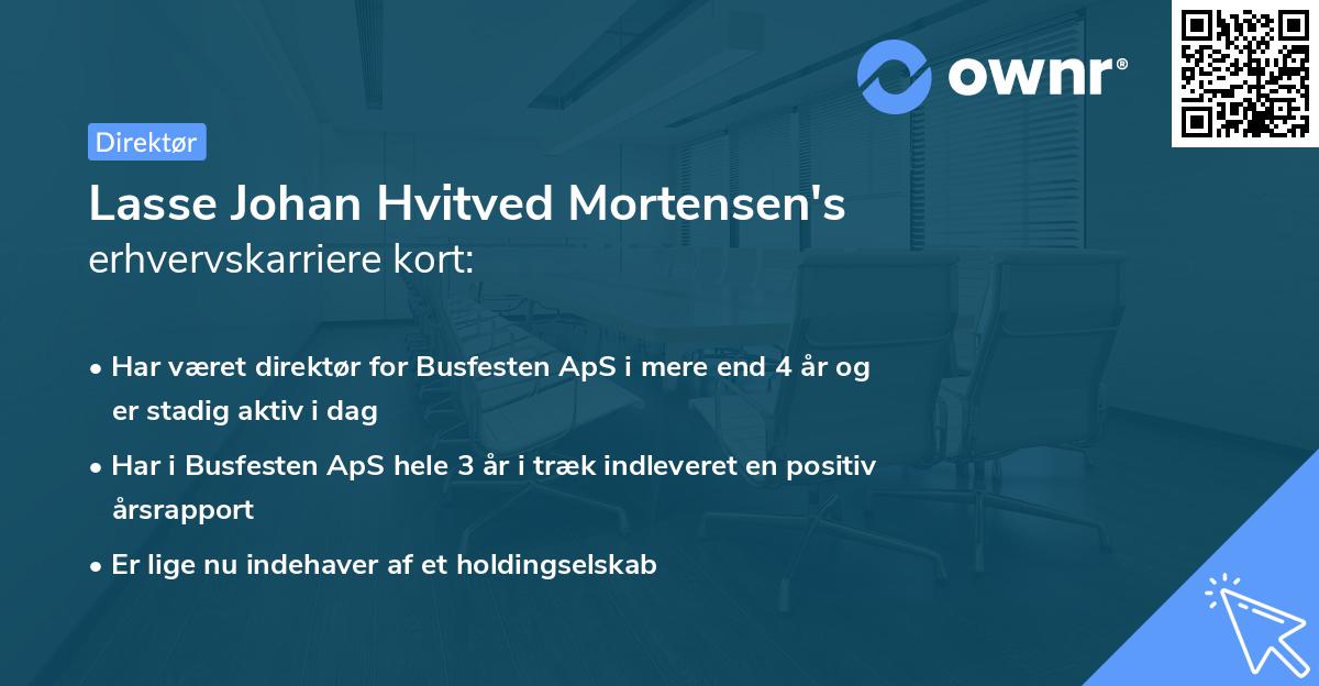 Lasse Johan Hvitved Mortensen's erhvervskarriere kort