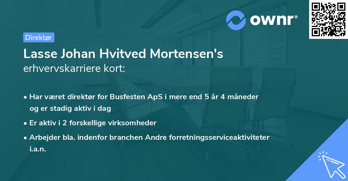 Lasse Johan Hvitved Mortensen's erhvervskarriere kort
