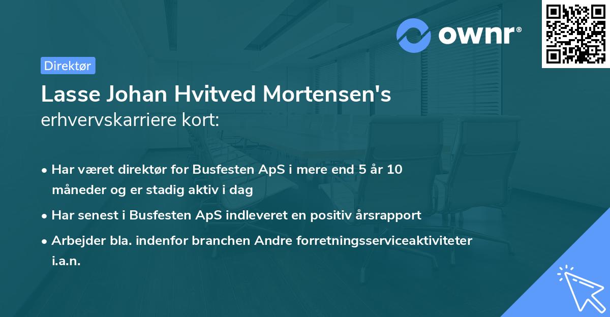 Lasse Johan Hvitved Mortensen's erhvervskarriere kort