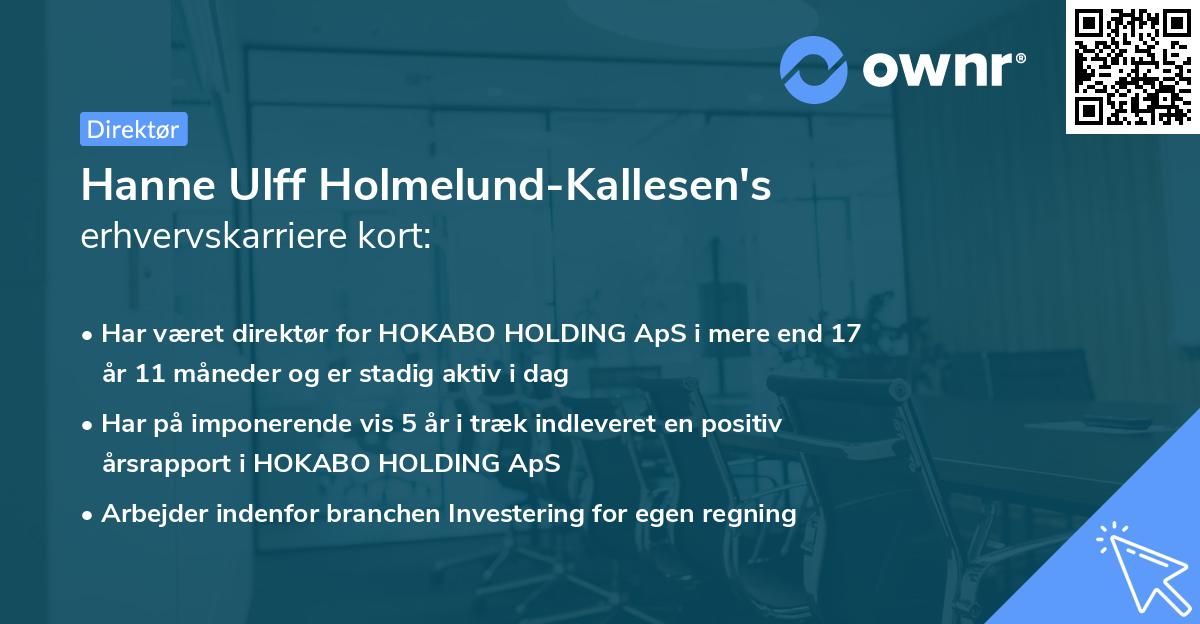 Hanne Ulff Holmelund-Kallesen's erhvervskarriere kort