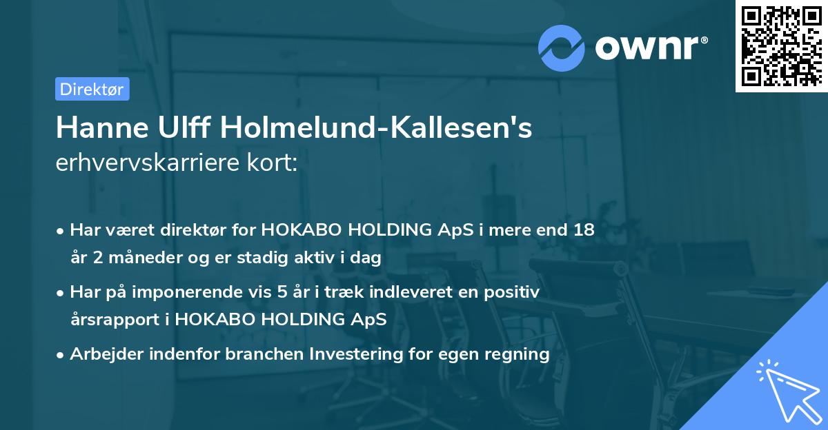 Hanne Ulff Holmelund-Kallesen's erhvervskarriere kort