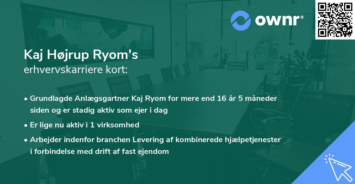 Kaj Højrup Ryom's erhvervskarriere kort