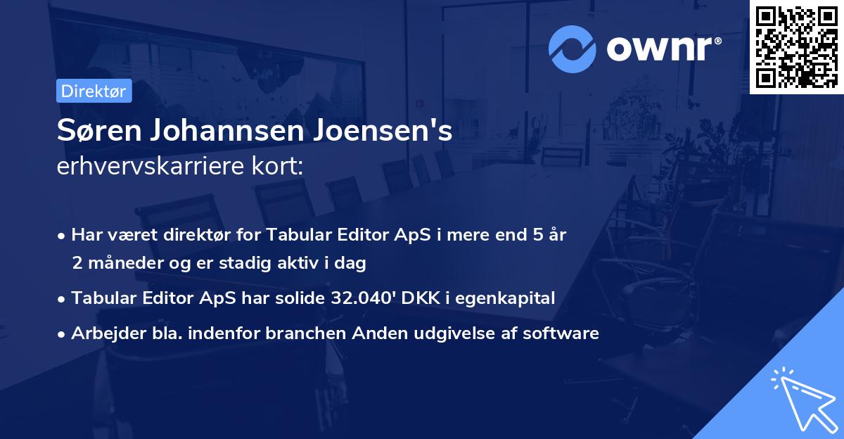Søren Johannsen Joensen's erhvervskarriere kort