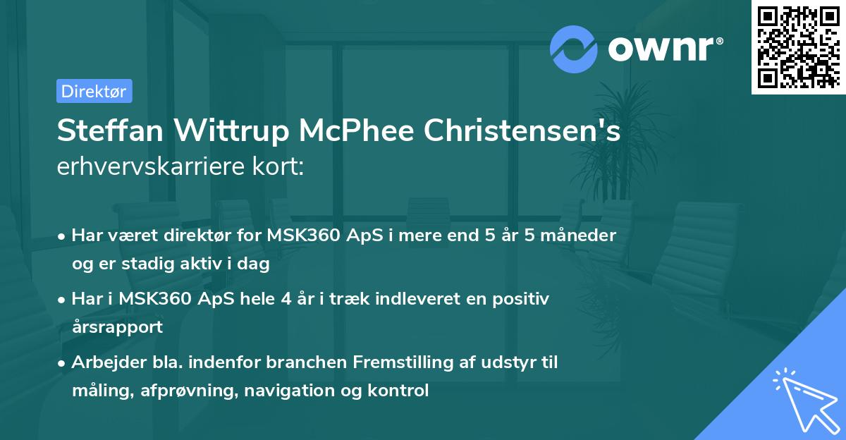 Steffan Wittrup McPhee Christensen's erhvervskarriere kort