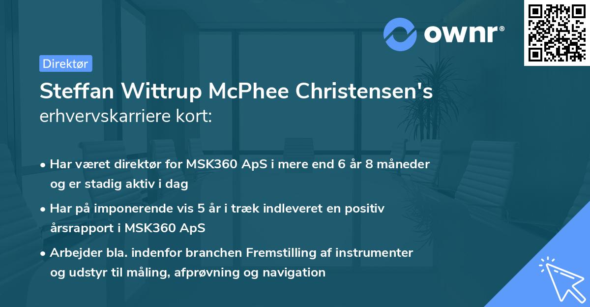 Steffan Wittrup McPhee Christensen's erhvervskarriere kort
