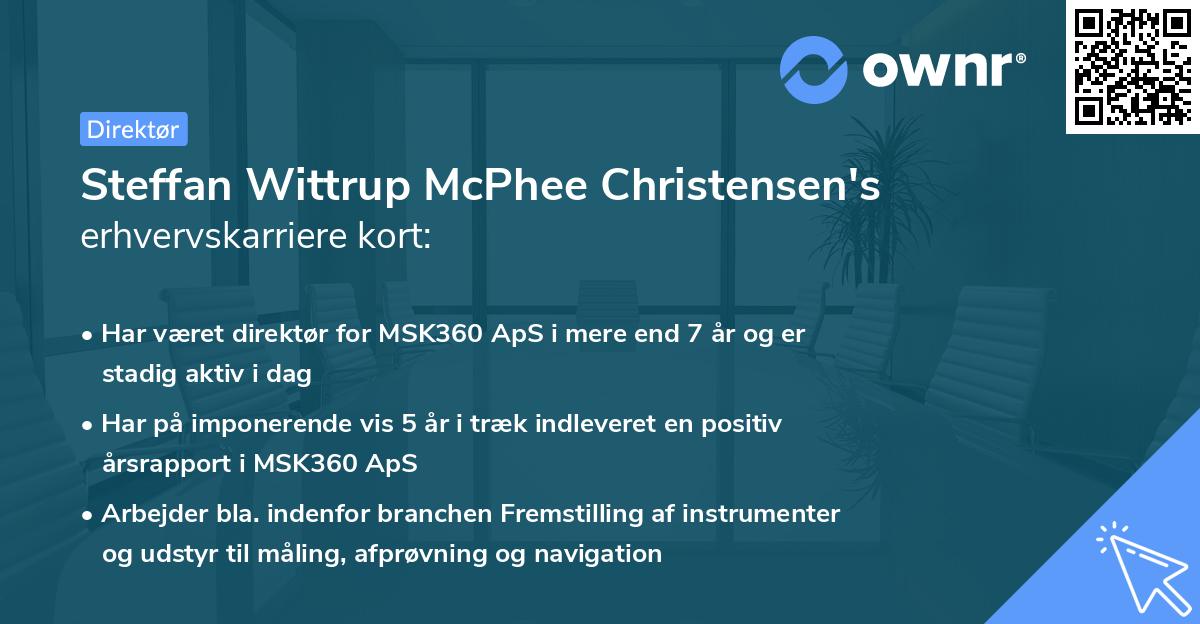 Steffan Wittrup McPhee Christensen's erhvervskarriere kort