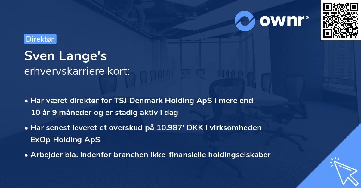 Sven Lange's erhvervskarriere kort