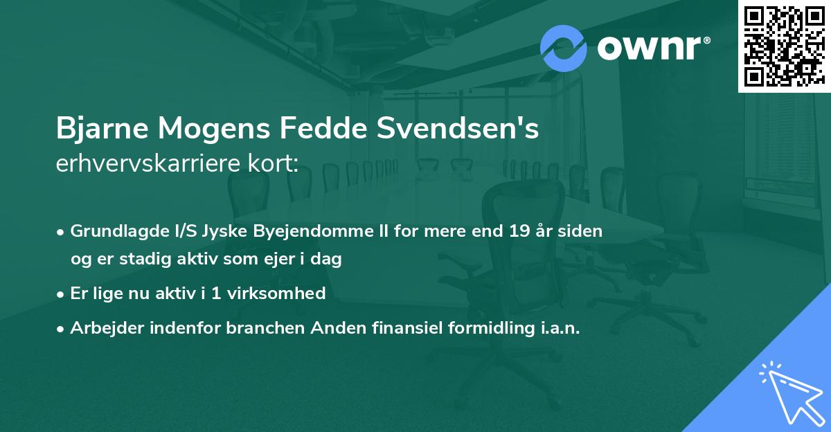 Bjarne Mogens Fedde Svendsen's erhvervskarriere kort