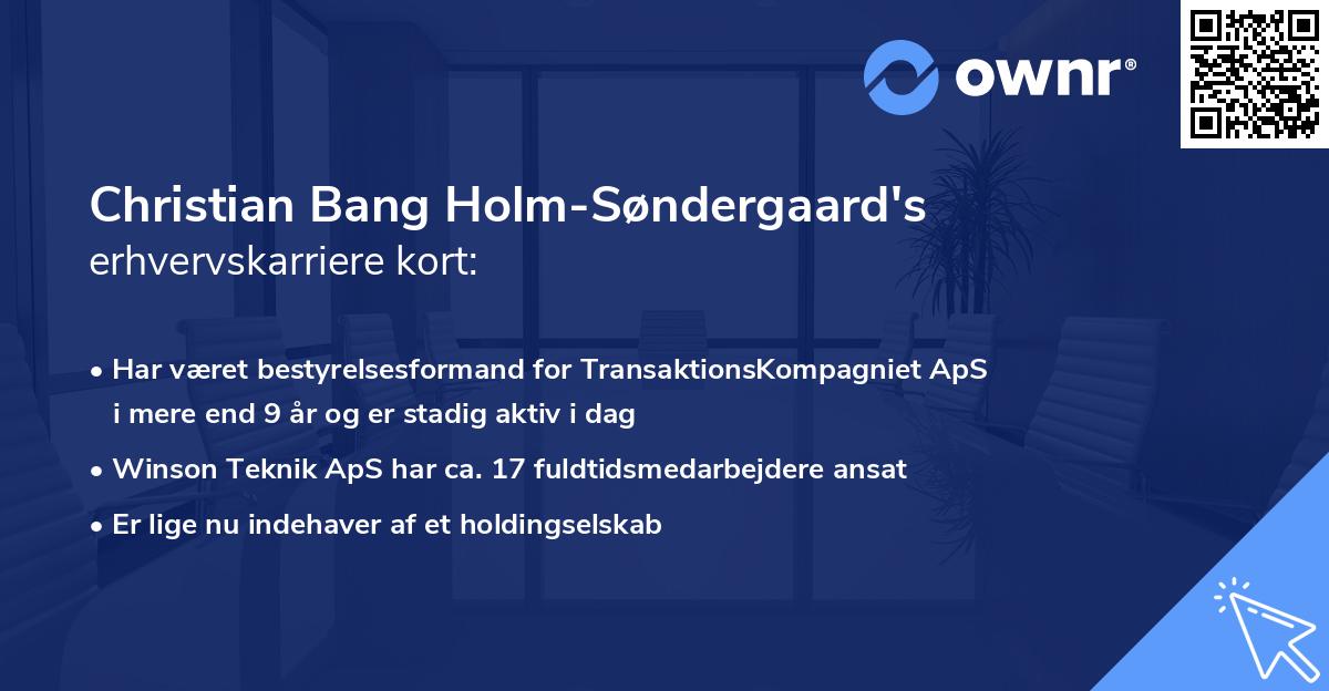 Christian Bang Holm-Søndergaard's erhvervskarriere kort