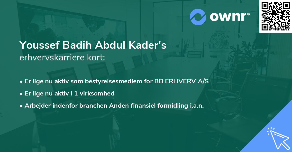 Youssef Badih Abdul Kader's erhvervskarriere kort