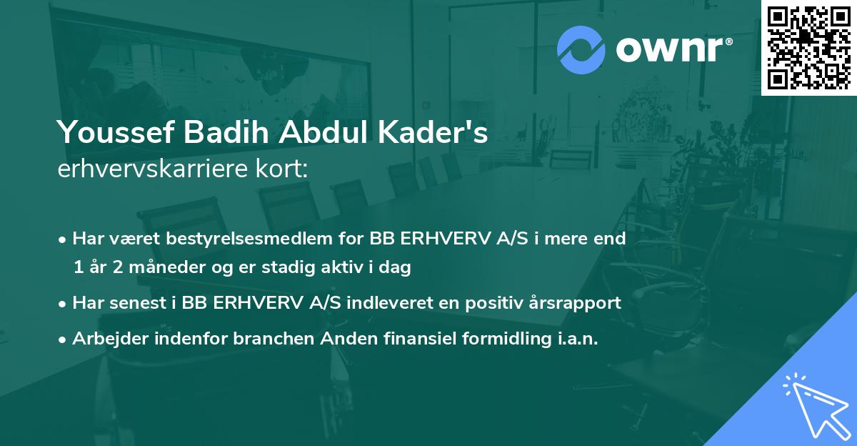 Youssef Badih Abdul Kader's erhvervskarriere kort