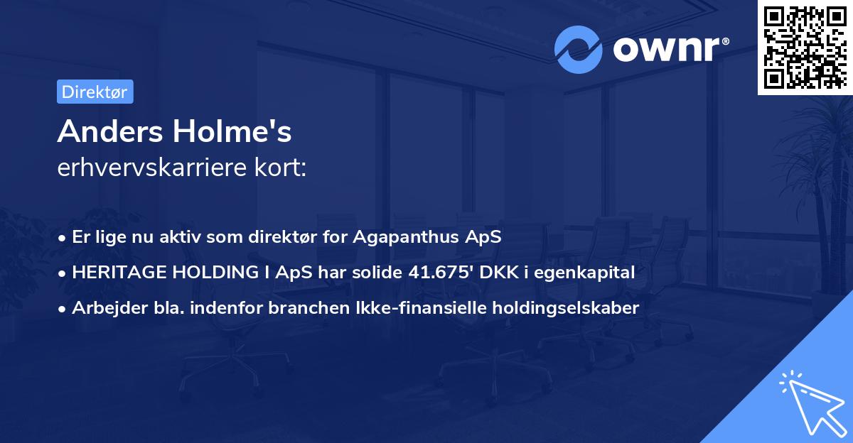 Anders Holme's erhvervskarriere kort