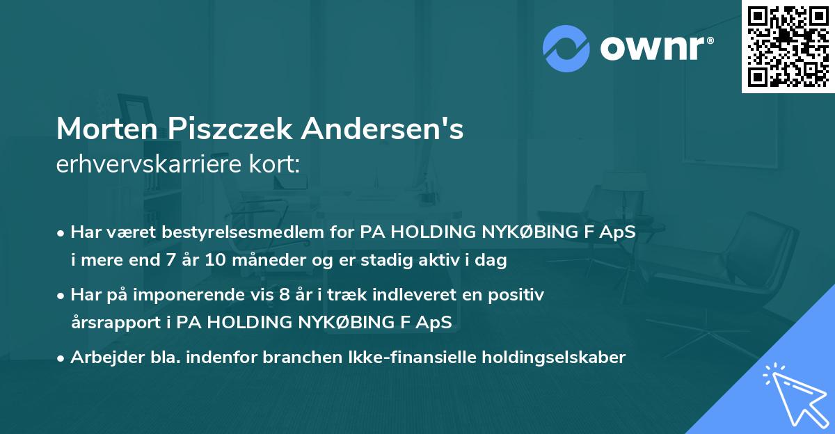 Morten Piszczek Andersen's erhvervskarriere kort