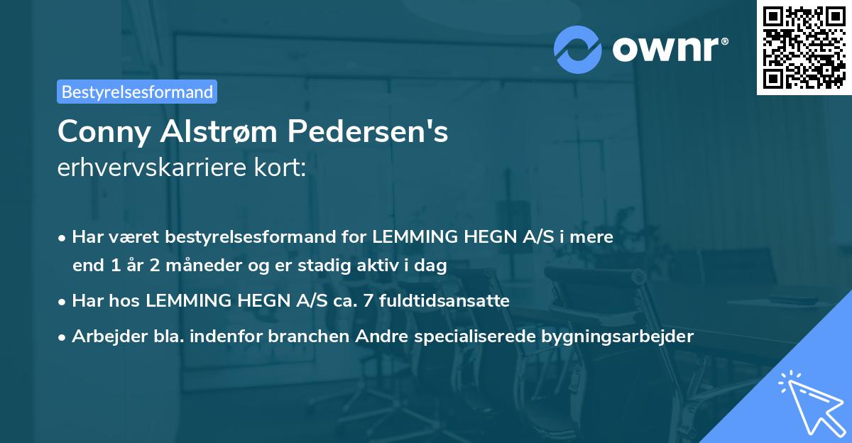 Conny Alstrøm Pedersen's erhvervskarriere kort