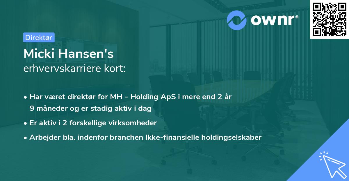 Micki Hansen's erhvervskarriere kort