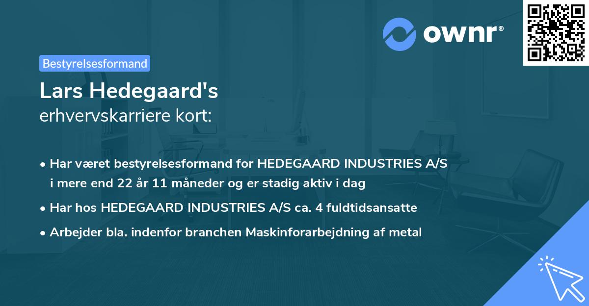 Lars Hedegaard's erhvervskarriere kort