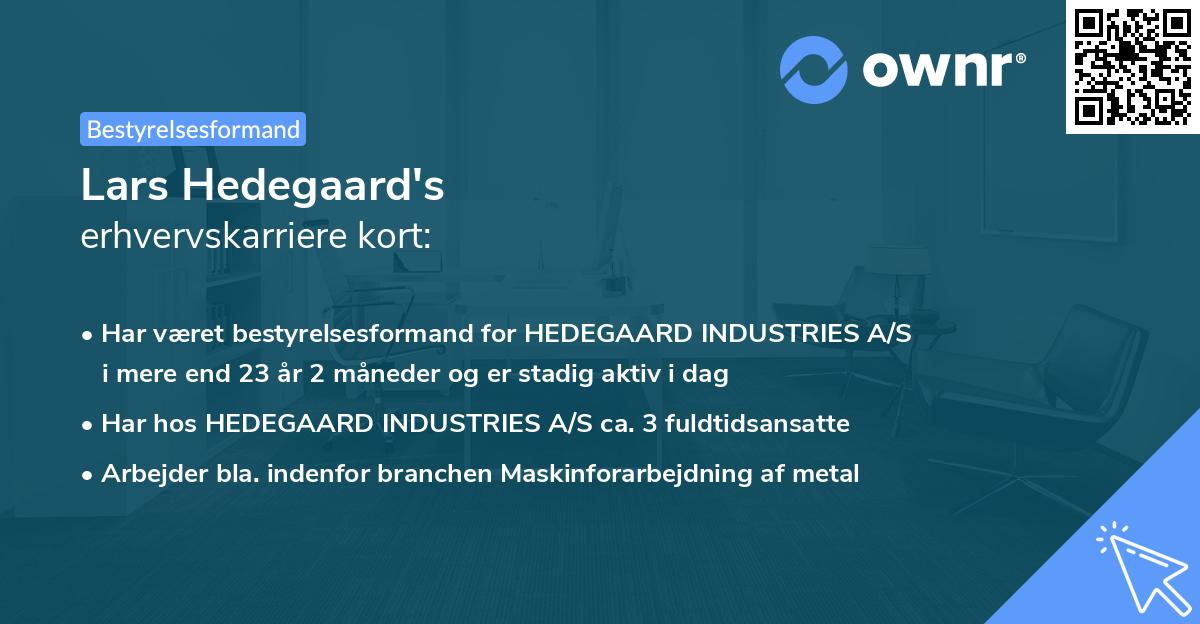 Lars Hedegaard's erhvervskarriere kort
