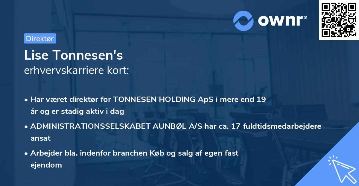 Lise Tonnesen's erhvervskarriere kort