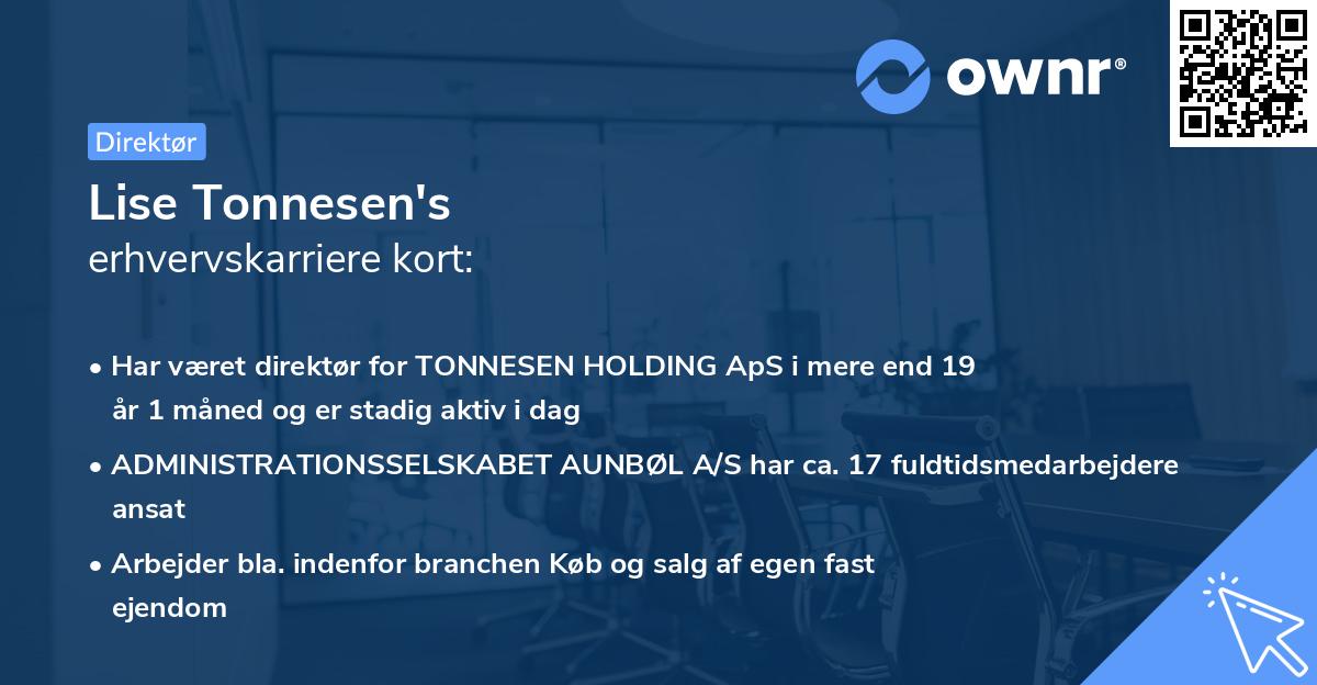 Lise Tonnesen's erhvervskarriere kort