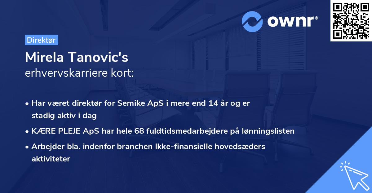 Mirela Tanovic's erhvervskarriere kort