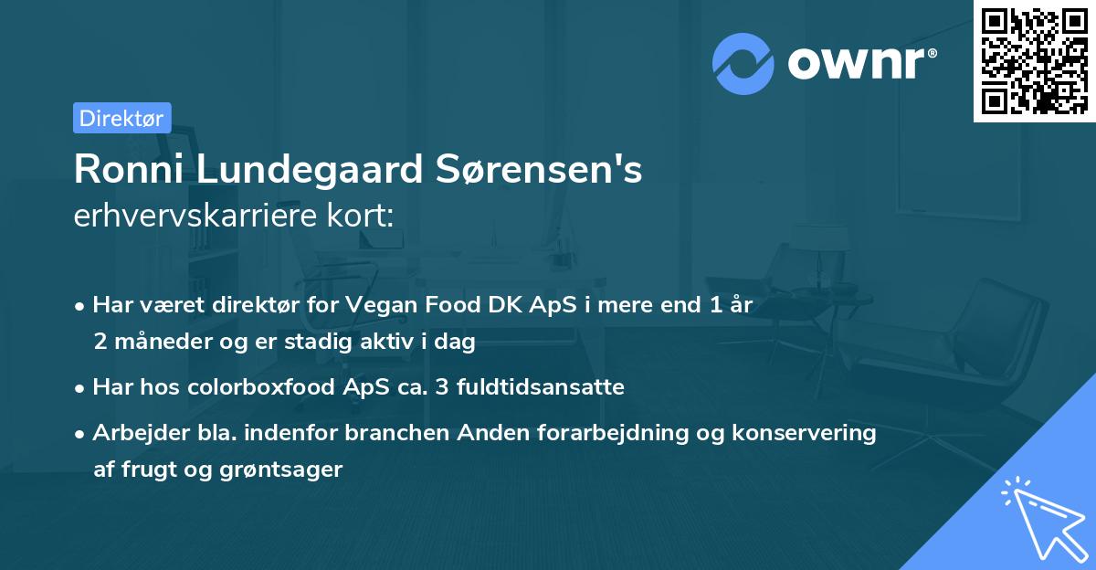 Ronni Lundegaard Sørensen's erhvervskarriere kort