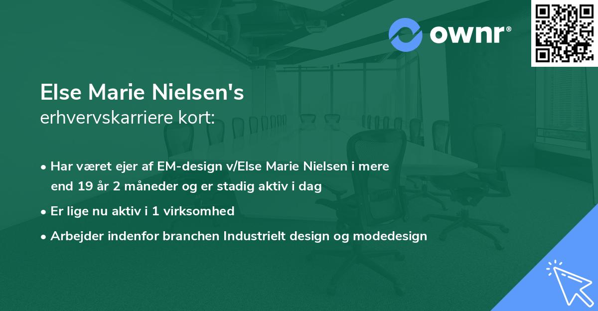 Else Marie Nielsen's erhvervskarriere kort