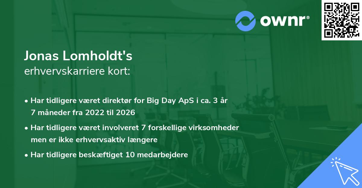 Jonas Lomholdt's erhvervskarriere kort