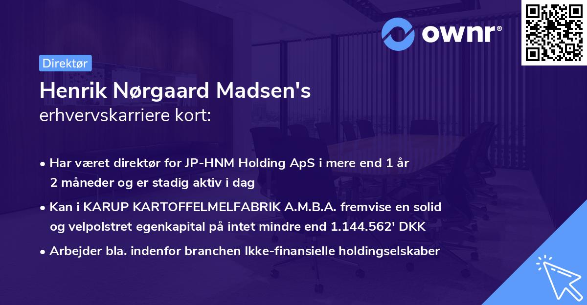 Henrik Nørgaard Madsen's erhvervskarriere kort