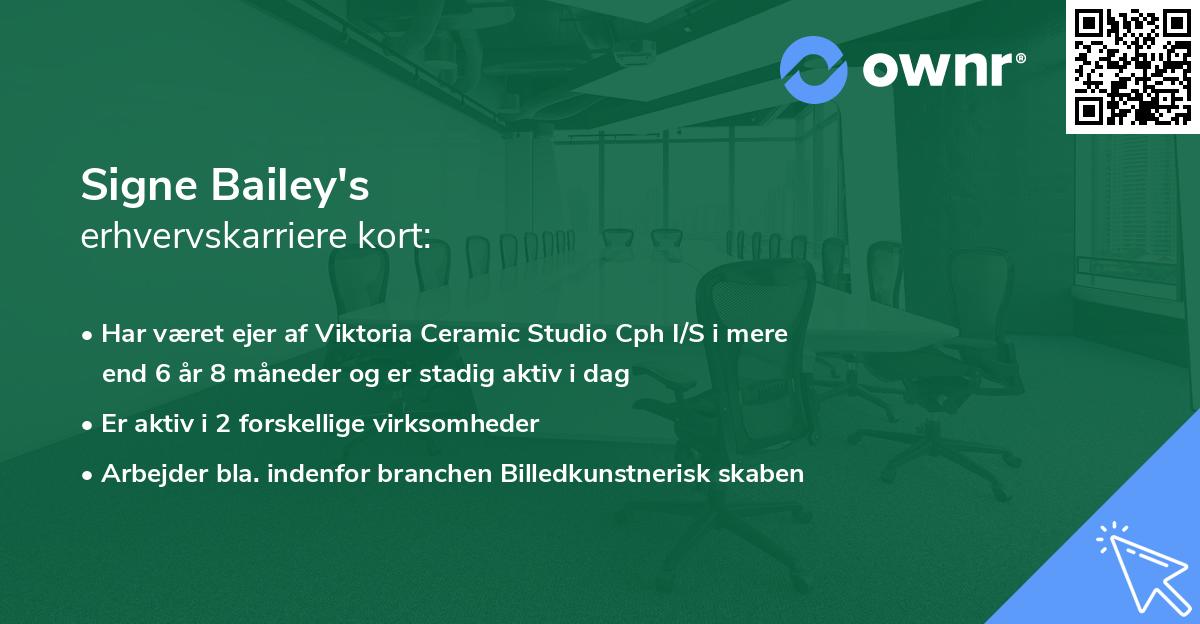 Signe Bailey's erhvervskarriere kort
