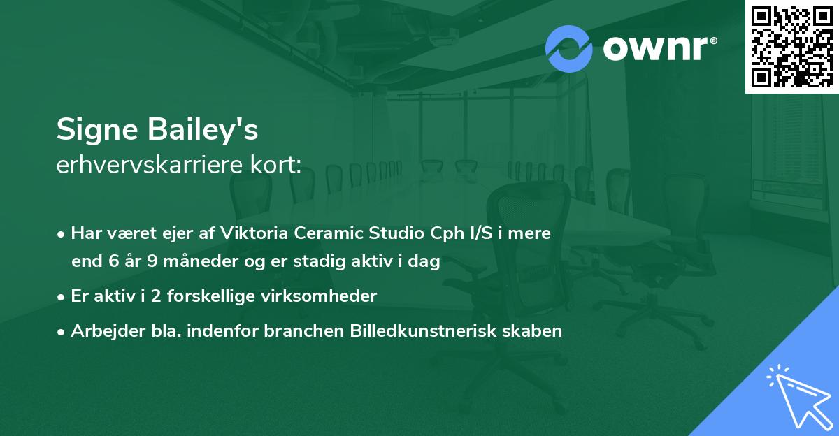 Signe Bailey's erhvervskarriere kort